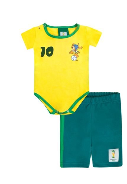Conjunto Licenciados Copa do Mundo Baby Amarelo/Verde - Marca Licenciados Copa do Mundo