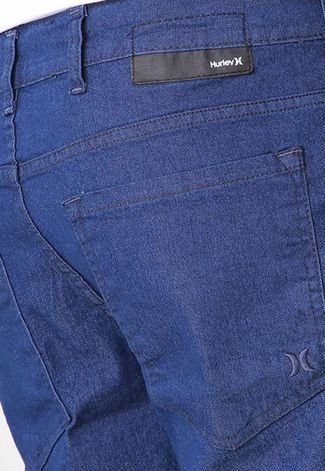 Bermuda Jeans Hurley Slim Pespontos Azul