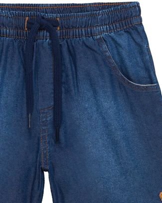 Conjunto Camisa Polo Manga Curta e Bermuda Jeans Infantil Masculino Onda Marinha