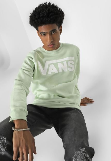 Blusa de Moletom Flanelada Fechada Vans Classic Crew II Verde - Marca Vans