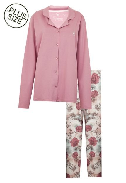 Pijama Pzama Plus Size Abertura Rosa - Marca Pzama