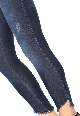 Calça Jeans Biotipo Skinny Cropped Destroyed Azul