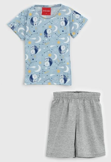 Pijama Tricae Curto Infantil Urso Azul/Cinza - Marca Tricae