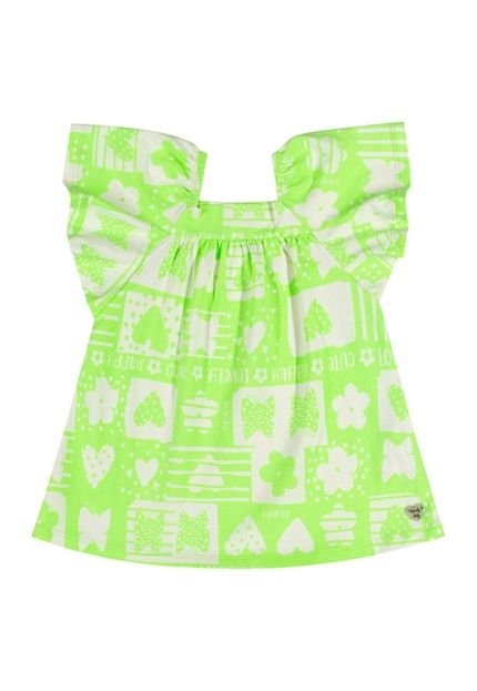 Vestido Evasê Neon Bebê Menina Quimby Verde - Marca Quimby