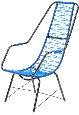 Cadeira De Fio Trançado Eletrostático Plus Azul Fabone Móveis Tubulares