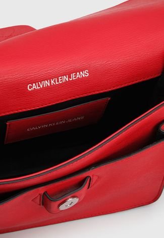Bolsa Calvin Klein Logo Metal Vermelha