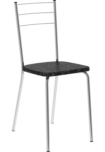 Conjunto 2 Cadeiras 1703 Tecil Fantasia Móveis Carraro Preto - Marca Móveis Carraro