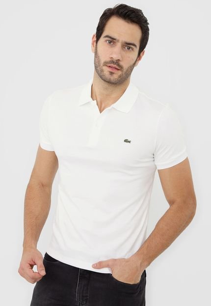 Camisa Polo Lacoste Reta Logo Off-White - Marca Lacoste