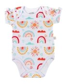 Kit Body Bebê Menina Suedine Estampado Sol e Arco Íris - Branco - Marca Ano Zero