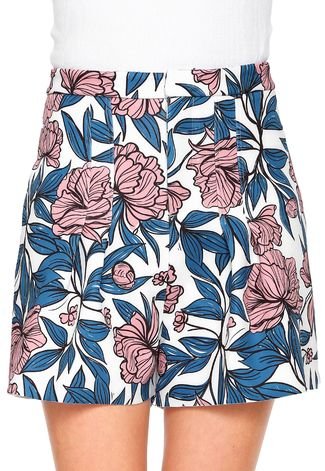 Short My Favorite Thing(s) Floral Branco/ Azul