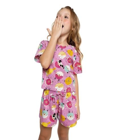 Conjunto Pijama Infantil Donnuts Trick Nick Rosa - Marca TRICK NICK PIJAMA