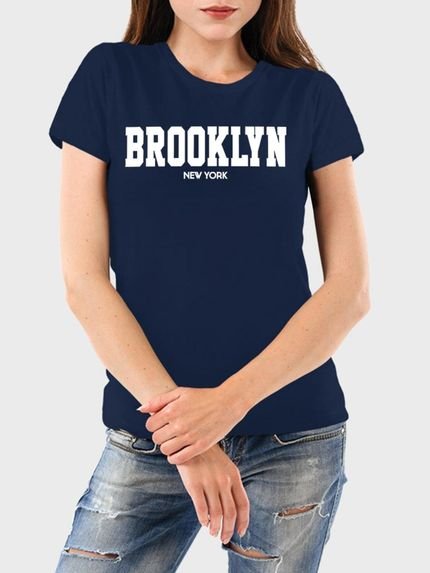 Camiseta Feminina Marinho Brooklyn Algodão Premium Benellys - Marca Benellys