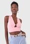 Regata Cropped Colcci Recortes Rosa - Marca Colcci