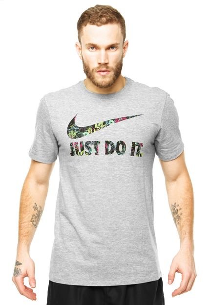 Camiseta Nike Sportswear Floral Swoosh Cinza - Marca Nike Sportswear