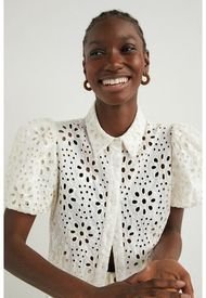Blusa Desigual Embroidery Shirt Blanco - Calce Regular