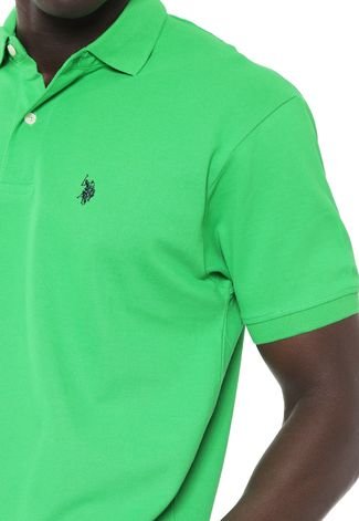 Camisa Polo U.S. Polo Reta Logo Verde