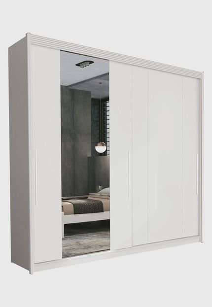 Guarda Roupa Veneza 2 Portas Deslizantes Branco C/ Espelho Móveis Fazzio - Marca Móveis Fazzio