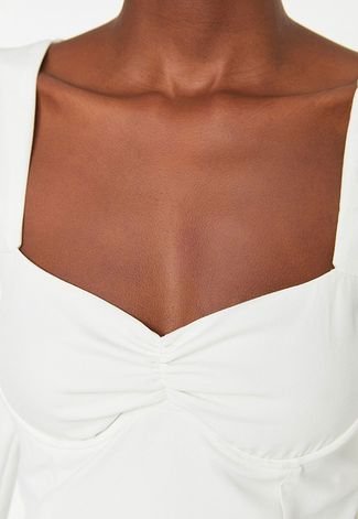 Blusa Cropped Trendyol Collection Drapeada Branca - Compre Agora