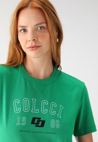 Camiseta Colcci Reta Estampada Verde