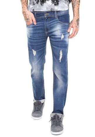 Calça Jeans Sawary Skinny Desgastes Azul