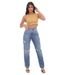 Calça Jeans Wide Loose Feminina Cintura Alta Rasgos Abertura Barra 22843 Média Consciência - Marca Consciência