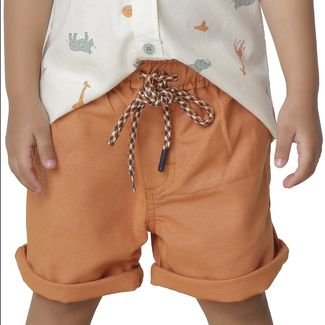 Shorts Infantil Look Jeans Linho Caramelo