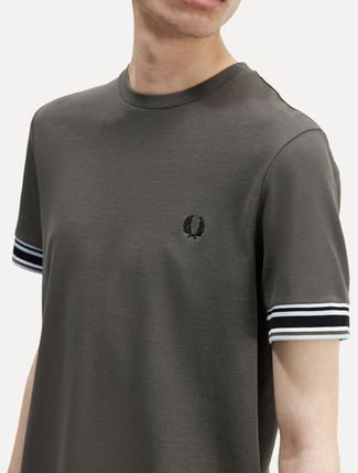 Camiseta Fred Perry Masculina Regular Piquet Bold Tipped Verde Escuro