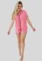 Pijama Rosa Short Doll Curto Em Malha Blogueirinha Short e Blusa Amamentação Pós Cirurgico - Marca Gatria