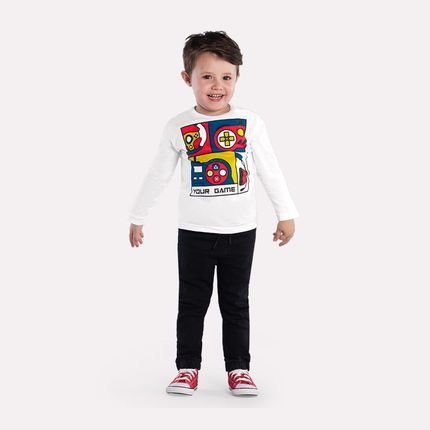 Camiseta Infantil Menino Kyly Estampa de Jogos Branco - Marca Kyly