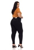 Calça Jeans Feminina Elegante Plus Size Preta Com Cinta Lipo Confortável Tecido Premium - Marca GARAIS MODA