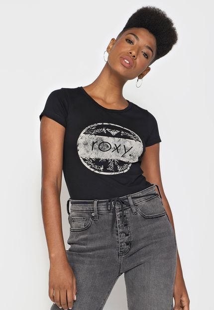 Camiseta Roxy Flowers Preta - Marca Roxy
