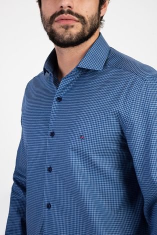 Camisa Slim Fit Xadrez Tecido Tricoline