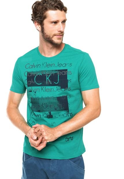 Camiseta Calvin Klein Jeans Estampa Logo Frontal Verde - Marca Calvin Klein Jeans