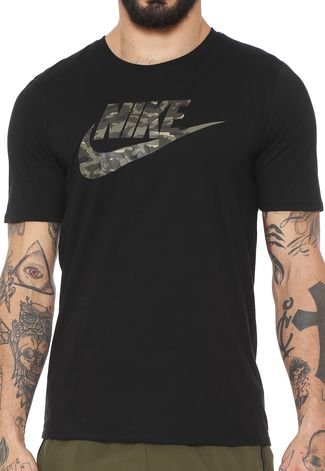 Camiseta Nike Sportswear Camo Preta