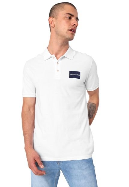 Camisa Polo Calvin Klein Jeans Reta Estampada Branca - Marca Calvin Klein Jeans