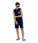 Regata Juvenil Masculina Em Meia Malha Minty Azul - Marca MINTY