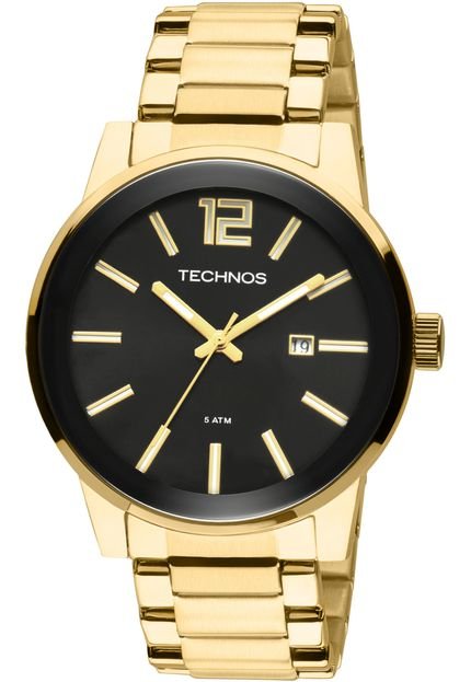 Relógio Technos Analógico Com Data Dourado Redondo - 2115Tt/4P - Marca Technos 