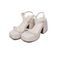 Sandália Feminina Meia Pata Salto Bloco Napa Off White Lançamento - Marca Carolla Shoes