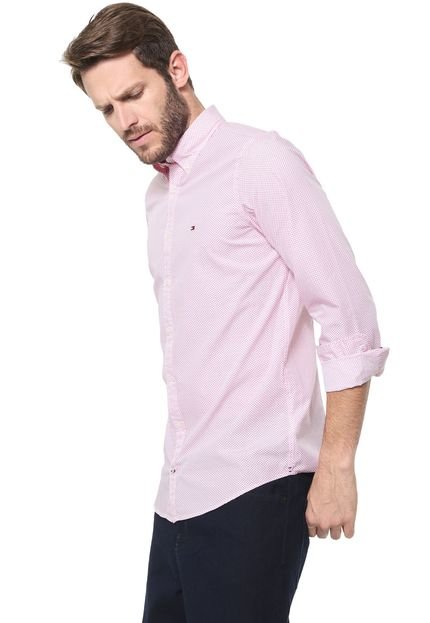 Camisa Tommy Hilfiger Slim Geométrica Rosa - Marca Tommy Hilfiger