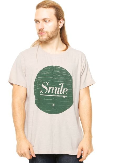 Camiseta Manga Curta Addict Bola Smile Bege - Marca Addict