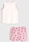 Pijama Abrange Curto Infantil Princesa Off-White/Rosa - Marca Abrange