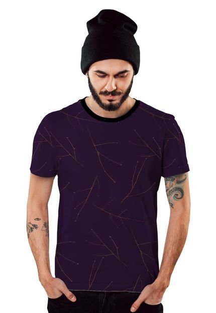 Camiseta Roxa com Gravetos Outono Inverno Masculino - Marca Di Nuevo