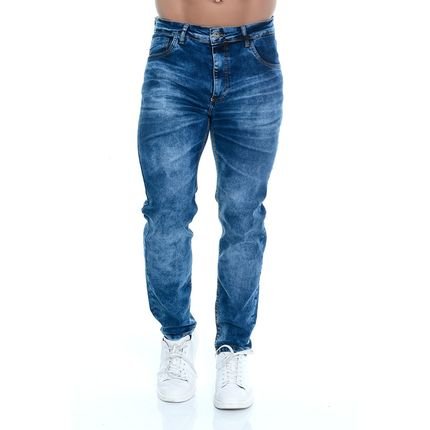 Calça Jeans Slim Estonada Azul Médio Emporio Alex - Marca Emporio Alex