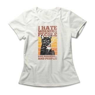 Camiseta Feminina Hate Morning People - Off White