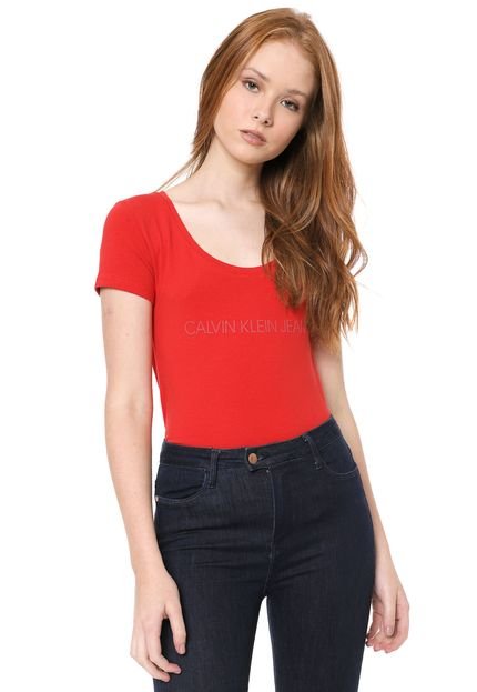 Blusa Calvin Klein Jeans Lettering Vermelha - Marca Calvin Klein Jeans
