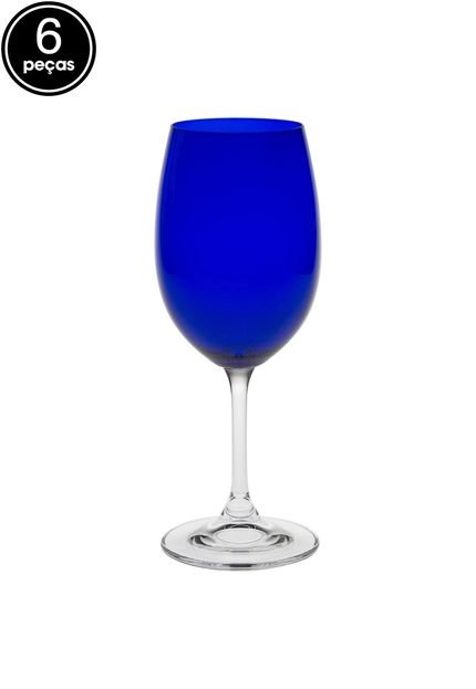 Kit 6pçs Taça Vinho Tinto Bohemia Sylvia Cristal 350ml Azul - Marca Bohemia