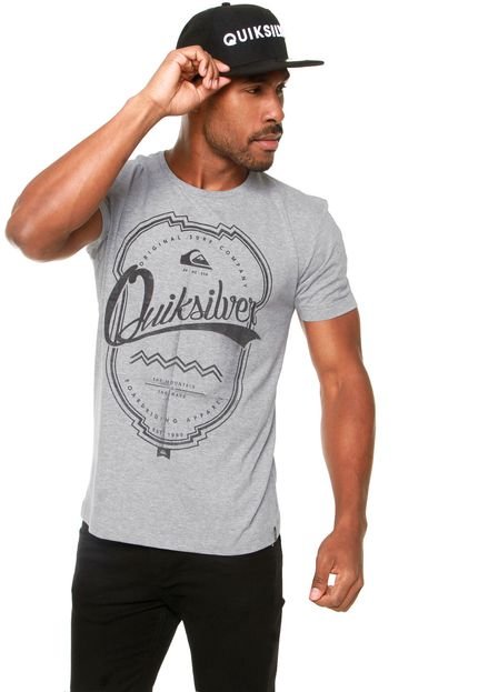 Camiseta Quiksilver Slim Fit Brasão Cinza - Marca Quiksilver