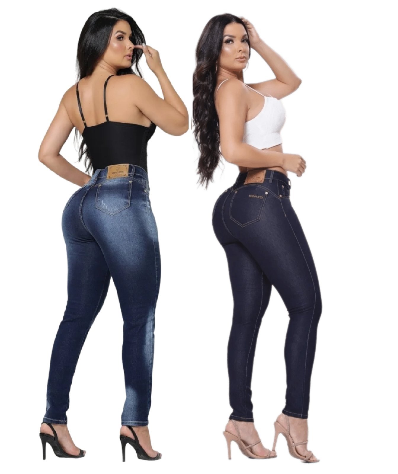 kit 2 Calça Jeans Feminina Levanta Bumbum Modeladora ORIGINAL SHOPLE   A4  A7 - Marca SHOPLE