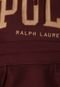 Blusa de Moletom Flanelada Fechada Polo Ralph Lauren Logo Vinho - Marca Polo Ralph Lauren