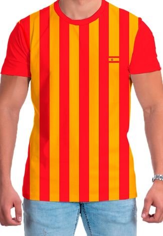 Camiseta Listrada Copa Futebol Masculina Camisa Espanha 2022 Vermelho